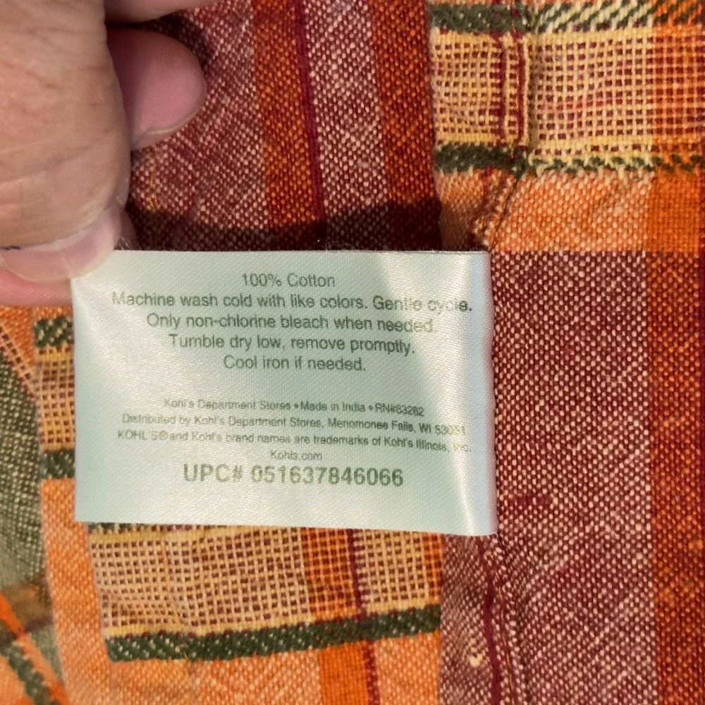 Harvest Orange Burgundy Plaid Tablecloth 56x89 Rectangular Cotton Fall Cottage